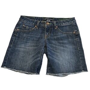 VOLCOM BRAND JEANS Blue Denim Revolver Boyfriend Jean Shorts Size 1 6.5"‎ Ins